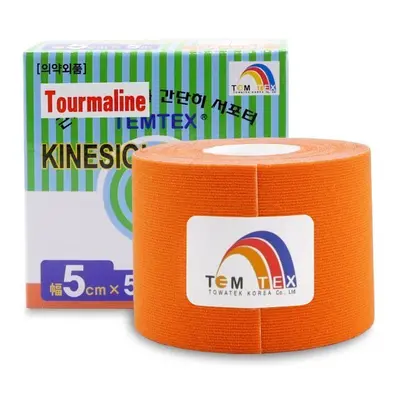 TEMTEX KINESIO TAPE TOURMALINE, KINEZIOLOGIAI SZALAG NARANCSSARGA 5CM X 5M