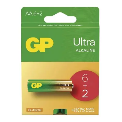 GP B02218 ULTRA LR6 ALKALI ELEM (AA), 6+2 DB