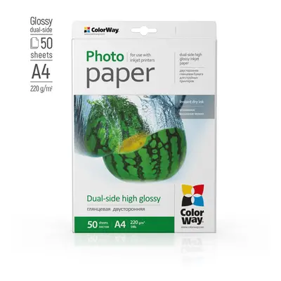 COLORWAY FOTOPAPIR CW MAGAS FENYU, KETOLDALAS 220G/M2, 50DB, A4 (PGD220050A4)