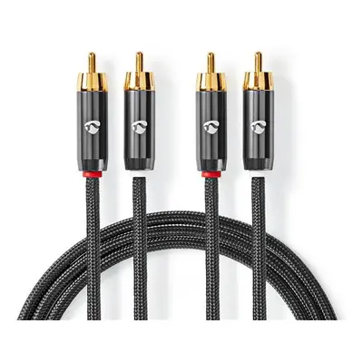 NEDIS ND-CATB24200GY20 STEREO AUDIO KABEL, 2X RCA , ARANYOZOTT 2M