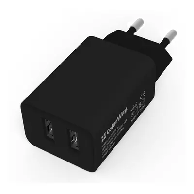 COLORWAY AC NAB. 2XUSB AUTO ID 2.1A (10W), FEKETE, (CW-CHS015-BK)