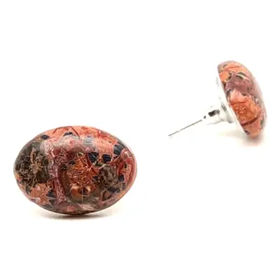 Fülbevaló ovális jáspis leopárd 6x8mm