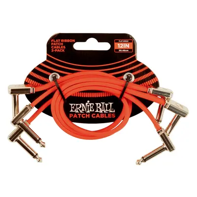 Ernie Ball 12" Flat Ribbon Patch Cable Red 3-Pack