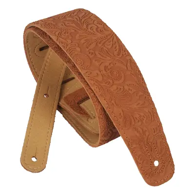 Perri's Leathers 7194 Decorated Suede Guitar Strap Floral Tan