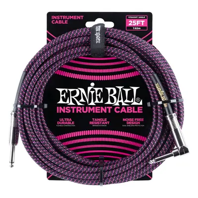 Ernie Ball 25' Braided Cable Black/Purple