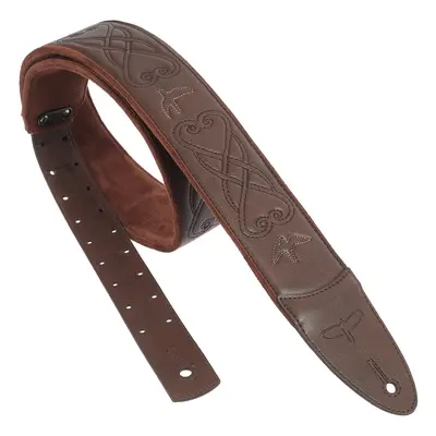 PRS 2.4" Padded Guitar Strap w/RAS, Custom Leather (Faux) Birds, Brown