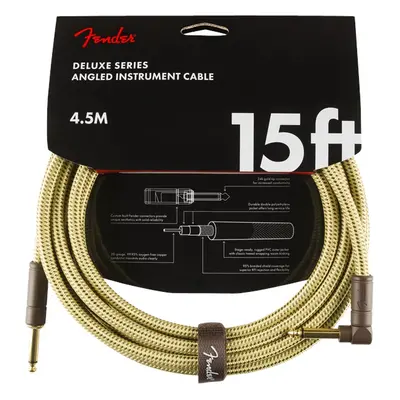 Fender Deluxe Series 15' Instrument Cable Tweed Angled