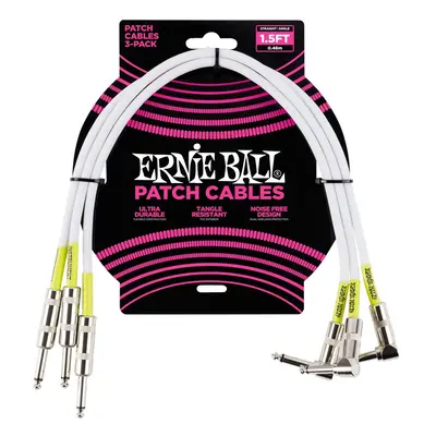 Ernie Ball 1.5' Patch Cable Straight/Angle White - 3 Pack