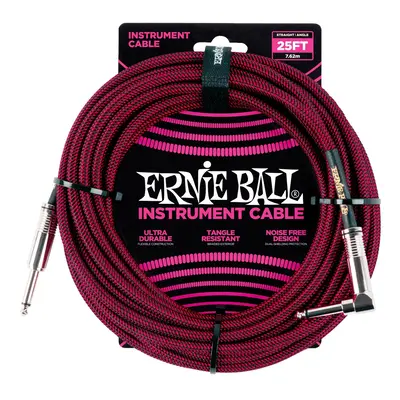 Ernie Ball 25' Braided Cable Black/Red