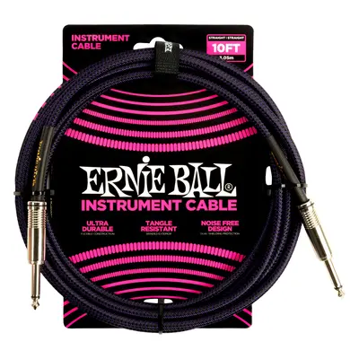 Ernie Ball Braided Instrument Cable 10' Purple Black