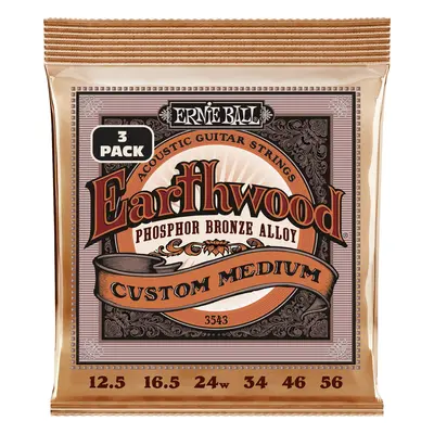 Ernie Ball 3543 Earthwood Custom Medium Phoshor Bronze 3-Pack