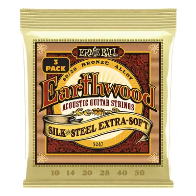 Ernie Ball 3047 Earthwood Silk & Steel Extra Soft 80/20 Bronze 3-Pack