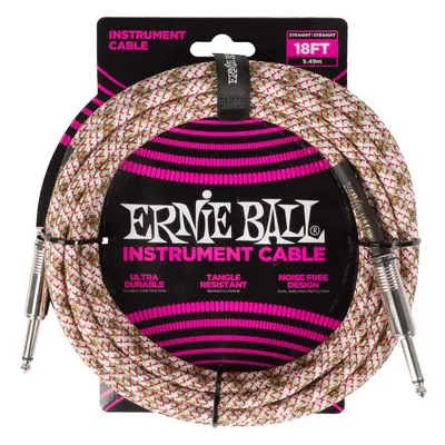 Ernie Ball Braided Instrument Cable Straight/Straight 18ft - Emerald A