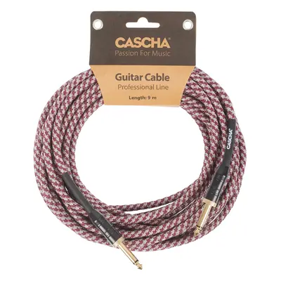 Cascha Professional Line Guitar Cable, Straight, Tweed Red, 9 m