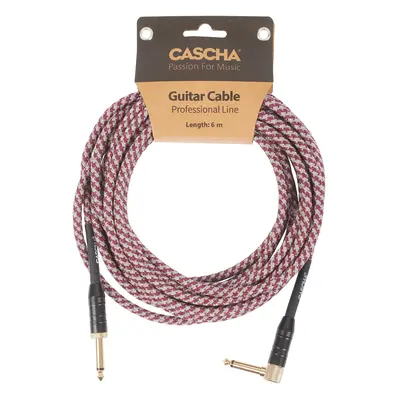 Cascha Professional Line Guitar Cable, Angled, Tweed Red, 6 m