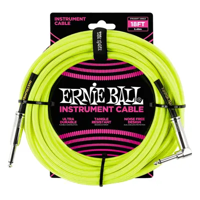 Ernie Ball 18' Braided Cable Neon Yellow