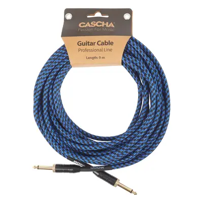 Cascha Professional Line Guitar Cable, Straight, Tweed Blue, 9m