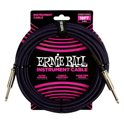 Ernie Ball Braided Instrument Cable 18' Purple Black