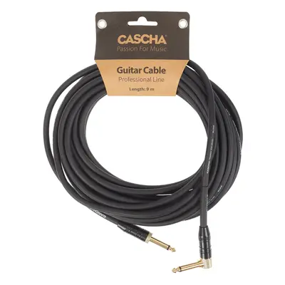 Cascha Professional Line Guitar Cable, Angled, Black, 9 m