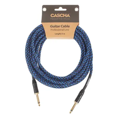 Cascha Professional Line Guitar Cable, Straight, Tweed Blue, 6 m