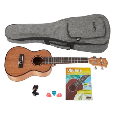 Cascha HH 2036 Concert Mahogany Ukulele Bundle