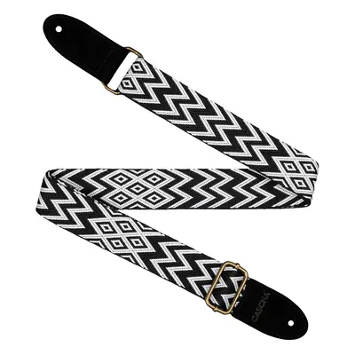 Cascha CUS-JW1 Ukulele Strap Jacquard - Ethnic Black & White