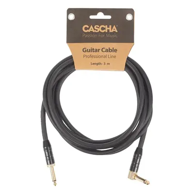 Cascha Professional Line Guitar Cable, Angled, Black, 3 m