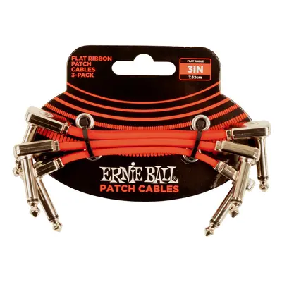 Ernie Ball 3" Flat Ribbon Patch Cable Red 3-Pack