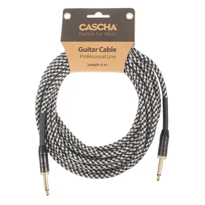 Cascha Professional Line Guitar Cable, Straight, Tweed Black, 6 m