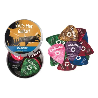 Cascha Guitar Pick Set Box (24 mixed guitar picks + metal box)