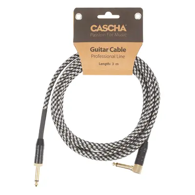 Cascha Professional Line Guitar Cable, Angled, Tweed Black, 3 m