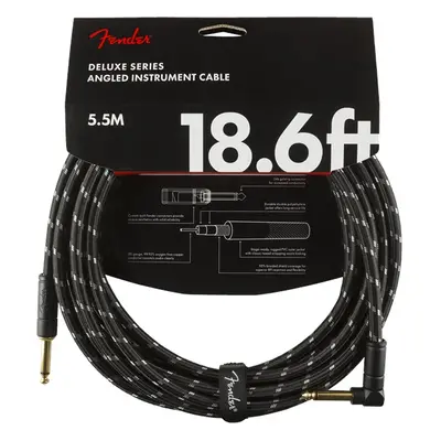 Fender Deluxe Series 18.6' Instrument Cable Black Tweed Angled