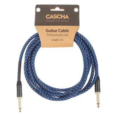 Cascha Professional Line Guitar Cable, Straight, Tweed Blue, 3 m (kics