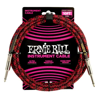 Ernie Ball Braided Instrument Cable 10' Red Black