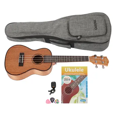 Cascha HH 2036 Concert Mahogany Ukulele Bundle