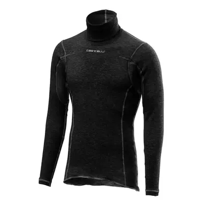 CASTELLI Hosszú ujjú kerékpáros póló - FLANDERS WARM NECK - fekete