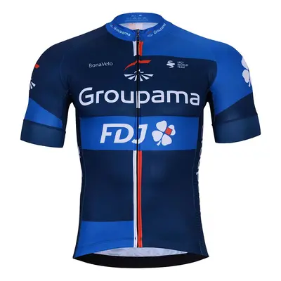 BONAVELO Rövid ujjú kerékpáros mez - GROUPAMA FDJ - fehér/kék/piros