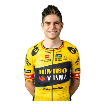 AGU Rövid ujjú kerékpáros mez - JUMBO-VISMA WOUT VAN AERT - fekete/sárga