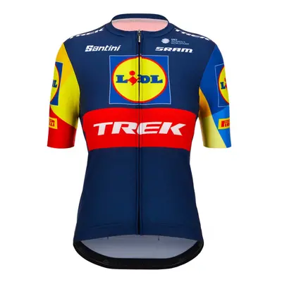 SANTINI Rövid ujjú kerékpáros mez - LIDL TREK LADY - kék/sárga/piros