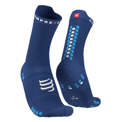 COMPRESSPORT Klasszikus kerékpáros zokni - PRO RACING V4.0 RUN HIGH - kék