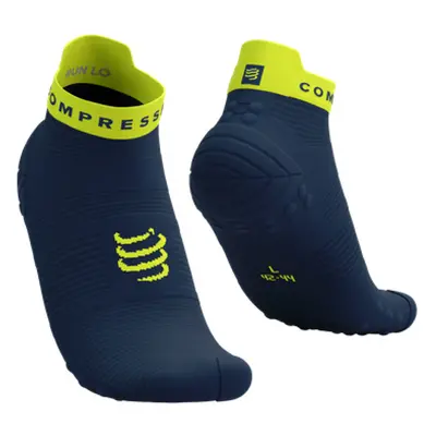 COMPRESSPORT Kerékpáros bokazokni - PRO RACING V4.0 RUN LOW - kék/sárga