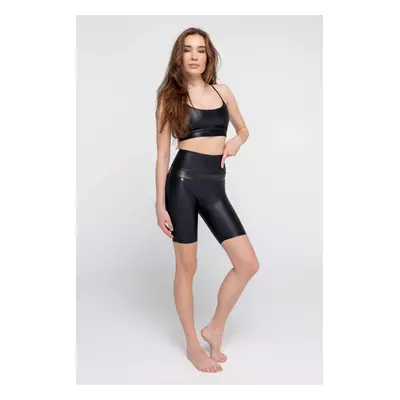 ATHLEEYA legging - FASHION BIKER SHINE - fekete