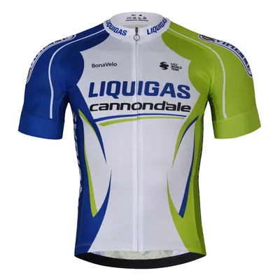 BONAVELO Rövid ujjú kerékpáros mez - LIQUIGAS CANNONDALE - kék/zöld/fehér