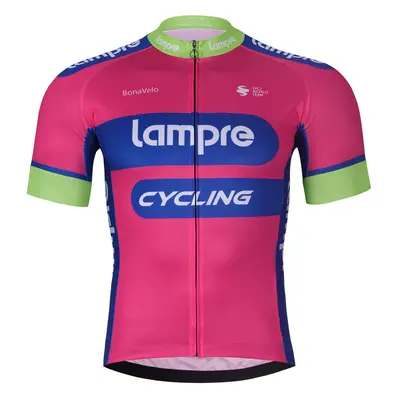 BONAVELO Rövid ujjú kerékpáros mez - LAMPRE - rózsaszín/kék