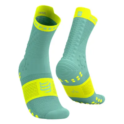 COMPRESSPORT Klasszikus kerékpáros zokni - PRO RACING V4.0 TRAIL - világoszöld/sárga