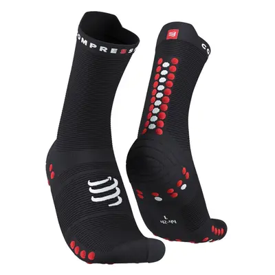 COMPRESSPORT Klasszikus kerékpáros zokni - PRO RACING V4.0 RUN HIGH - fekete/piros