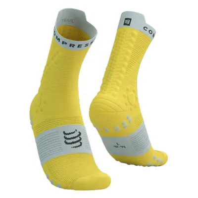 COMPRESSPORT Klasszikus kerékpáros zokni - PRO RACING SOCKS V4.0 TRAIL - sárga/kék