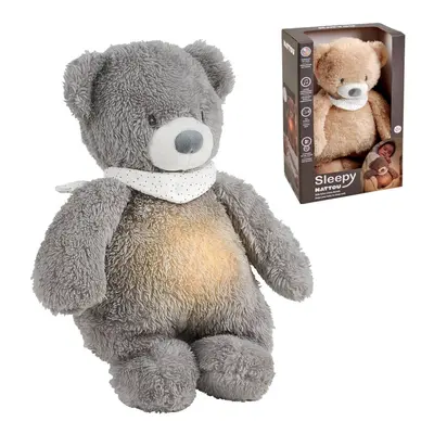 NATTOU plüss zenei altatódal fény- és sírásérzékelővel az 1-ben Sleepy Bear Grey 0m+