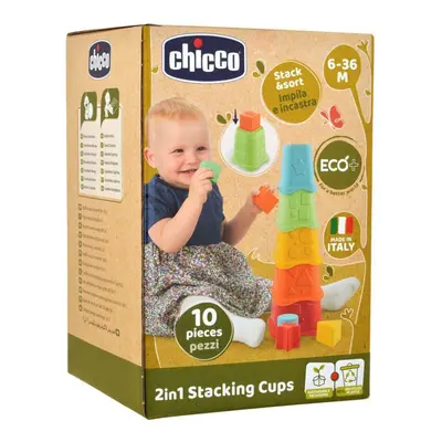 CHICCO Poharak egymásra rakható színes Eco+ 6m+