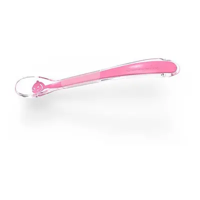 BABYONO Spoon szilikon Smile pink 6m+